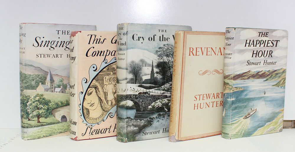Five Novels by Scottish Novelist Stuart Hunter with Presentation Inscriptions to each volume to his daughter Elsa. Titles are The Revenant, The Singing Sky, The Good Company, The Cry of the Wind