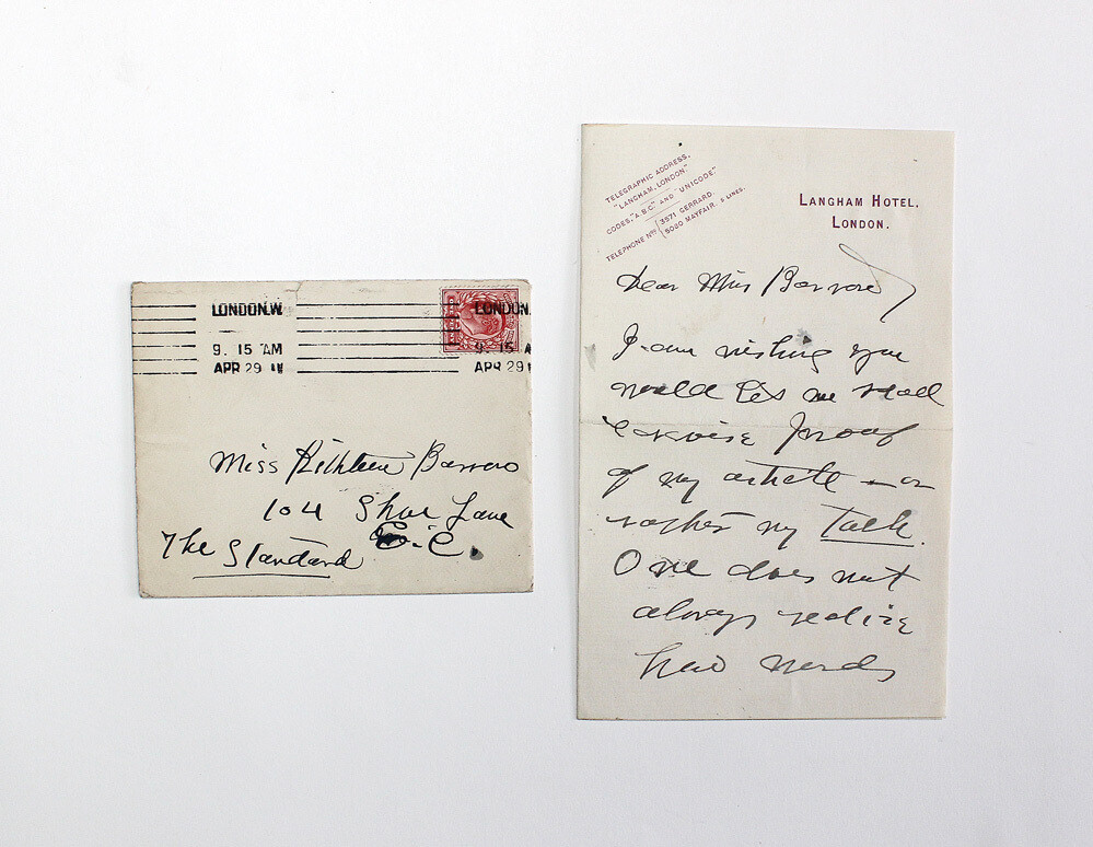 An Original Handwritten Letter and Envelope Signed by Writer Ella Wheeler Wilcox