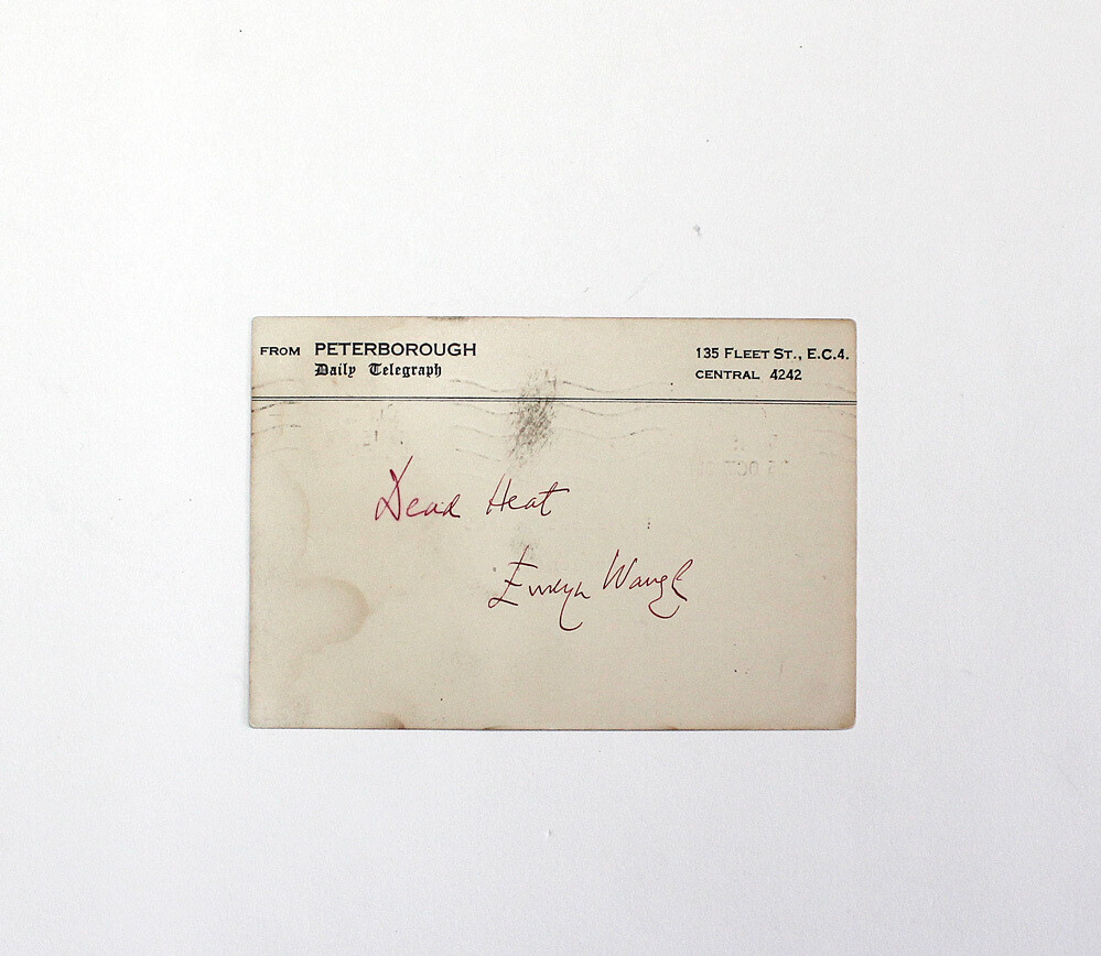 An Original Handwritten Card Signed by Writer Evelyn Waugh