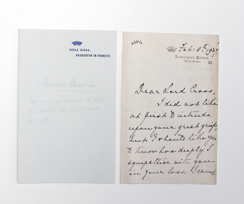 An Original Hand Written Letter and Signed by Princess Beatrice Youngest Daughter of Queen Victoria Lord Cross.
