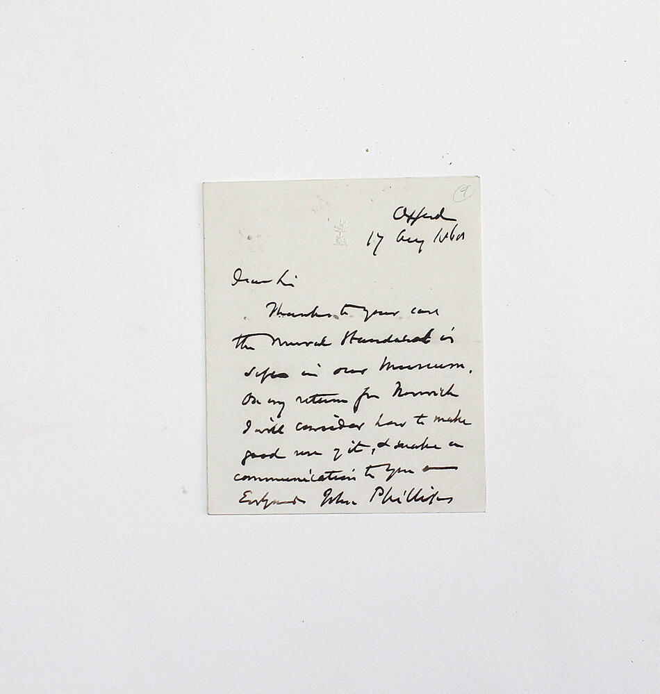 An Original Handwritten Letter Signed by Geologist John Phillips to Levi Leone