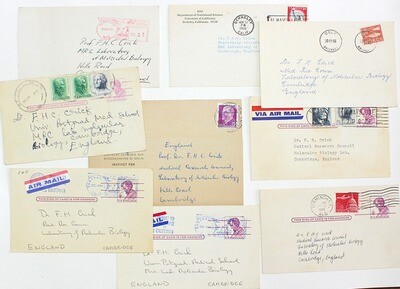 Nine Original Handwritten or Typed Cards from Various Scientists and WorldWide Establishment to Francis Crick at Medical Research Council Laboratory of Molecular Biology,Cambridge