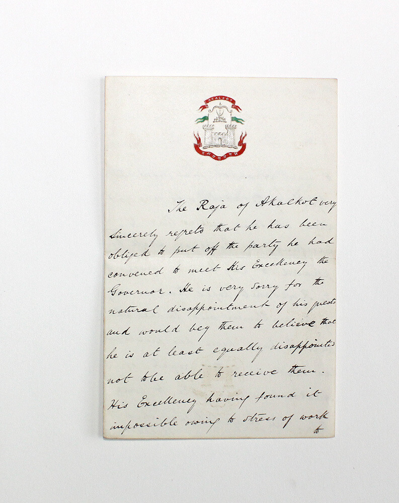 An Original Third Person in English Letter Written and Signed by Raja of Akalkot