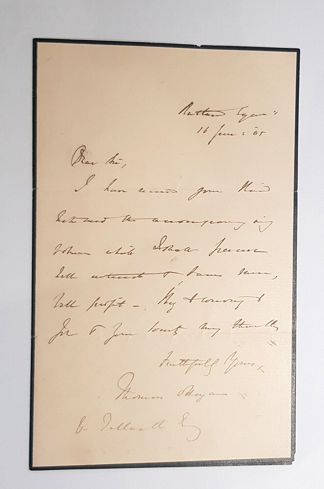 An Original Handwritten Letter Signed by Thomas O&#39;Hagan, 1st Baron O&#39;Hagan  Lord Chancellor of Ireland