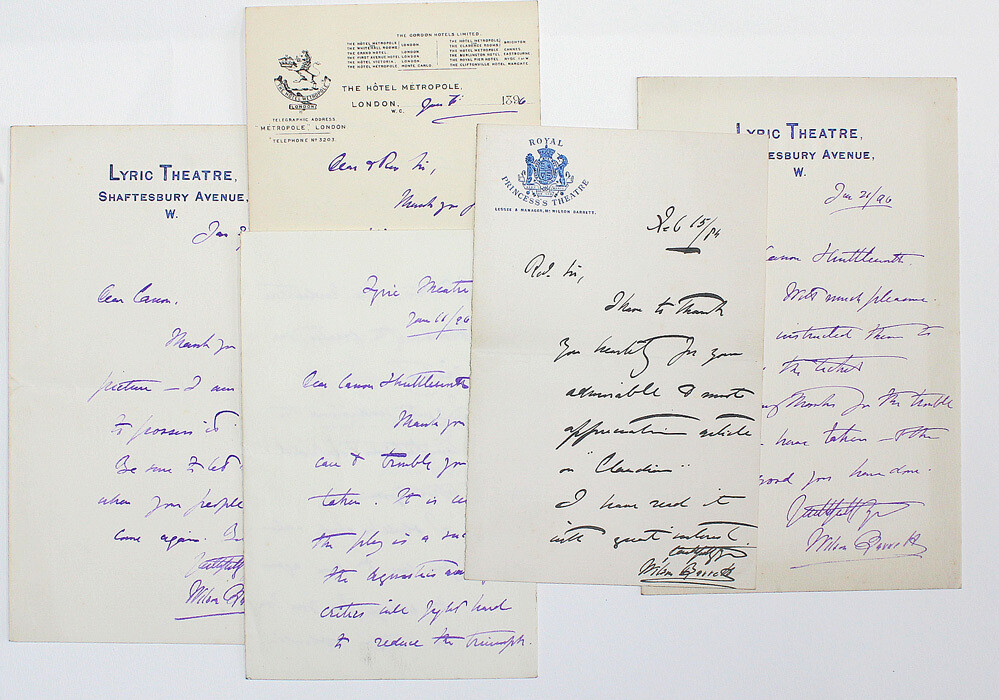 Six Original Hand Written and Signed letter by English manager, Actor, and Playwright Wilson Barrett