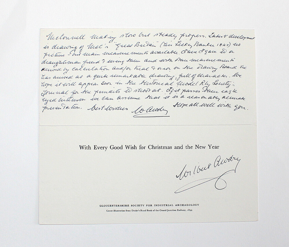 An Original Hand Written Xmas Card and Signed by Wilbert Vere Awdry of Thomas the Tank Engine fame.