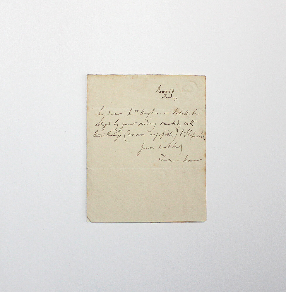 An Original Signed and Hand Written Letter by the Irish poet Thomas Moore