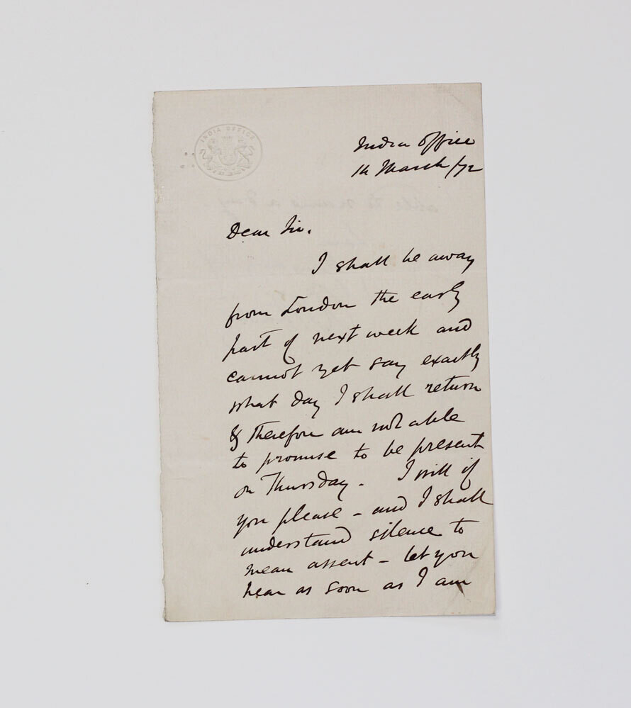An Original Handwritten Letter Signed by Soldier Sir Richard Strachey to Levi Leone