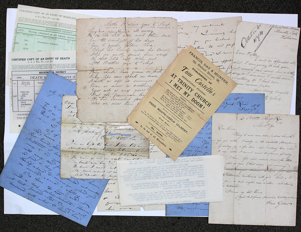 A Small Family Archive including a Group of Love Letters and Ephemera relating to the Life and Career of Fred Gilbert who was English Theatrical Agent and Writer of Music Songs.