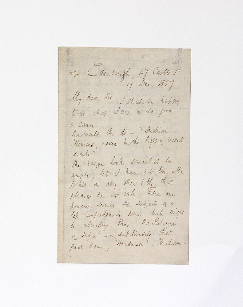 An Original Handwritten Letter Signed by Scottish Missionary and Orientalist John Murray Mitchell to Levi Leone