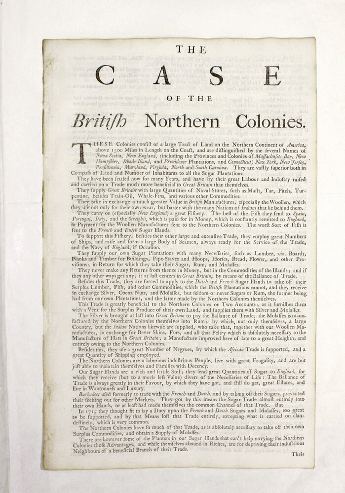 The Case of the British Northern Colonies America Document