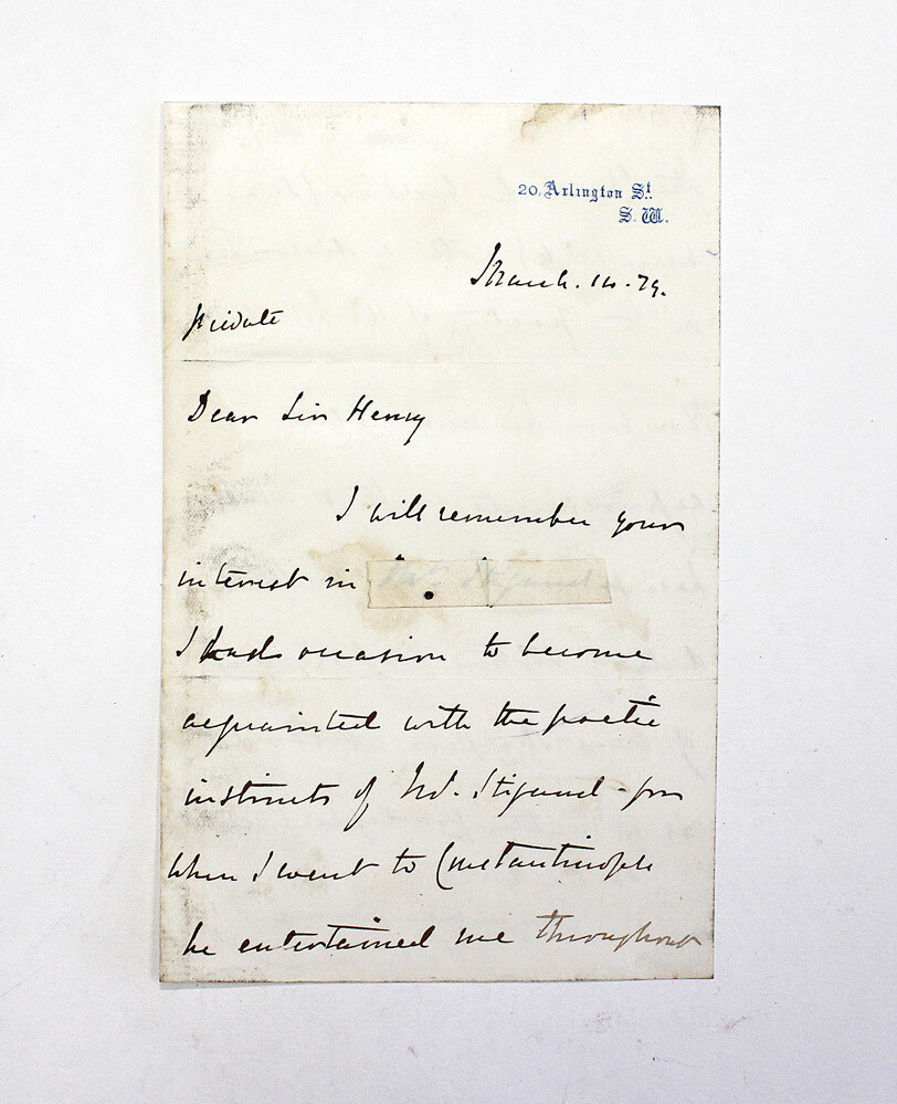 An Original Handwritten Letter Signed by Future Prime Minister 3rd Marquess of Salisbury to Sir Henry James Maine