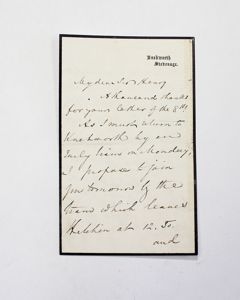 An Original Handwritten Letter Signed by the Poet and Viceroy of India Robert Bulwer-Lytton, 1st Earl of Lytton to Sir Henry James Maine