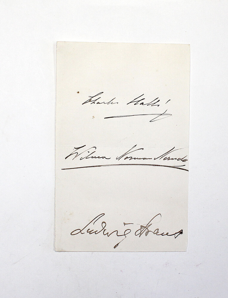 A Paper Signed by Three Composers/Musicians Being Wilhelmine Maria Franziska Neruda, Sir Charles Hallé and Ludwig Straus