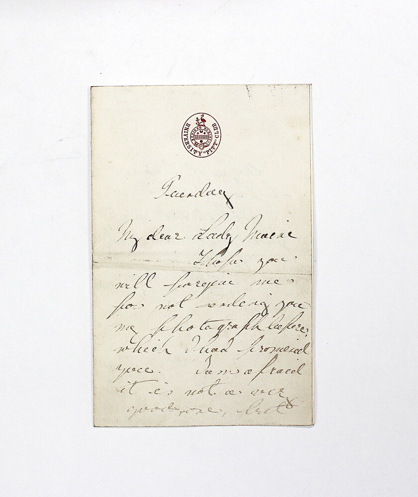 An Original Hand Written University Pitt Club Letter and Signed by Prince Albert Victor, Duke of Clarence and Avondale to Lady Maine.