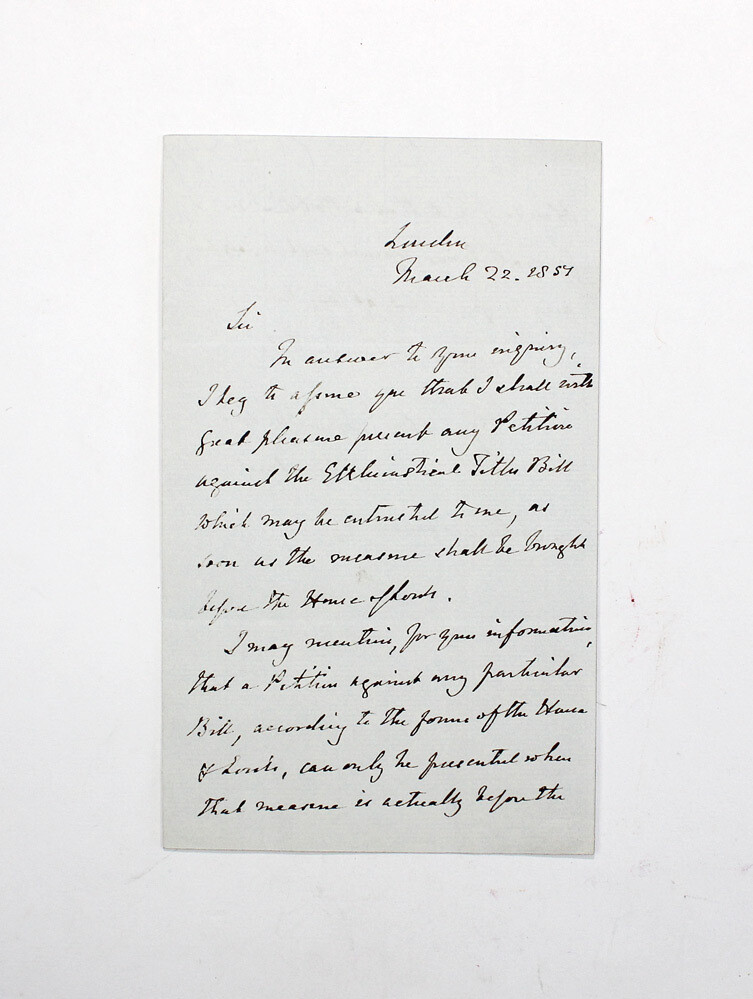 An Original Hand Written and Signed Letter by Past Prime Minister George Hamilton-Gordon, 4th Earl of Aberdeen