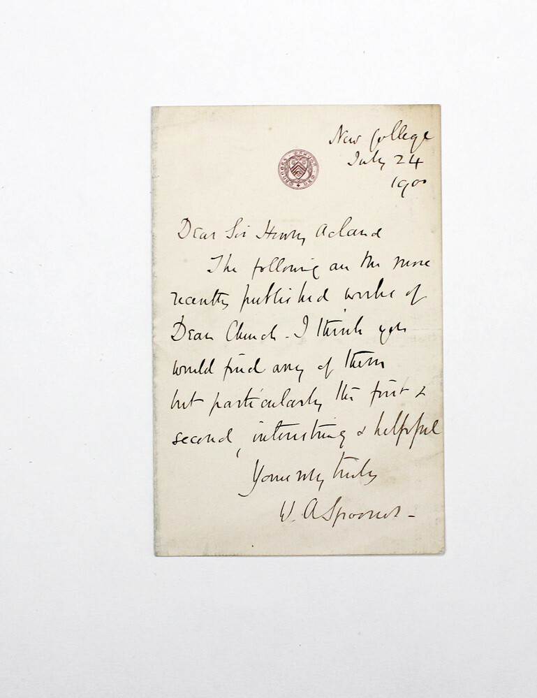 An Original  Letter Hand Written and Signed by Oxford Don William Archibald Spooner to Sir Henry Ackland