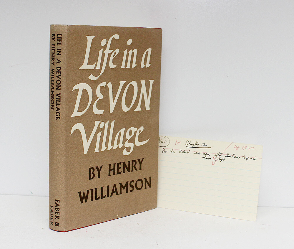 Life in a Devon Village - From the Library of Henry Williamson.The Williamson&#39;s Family Retained Copy. With the bookplate and ownership inscription of Henry Williamson&#39;s son,  Richard Williamson
