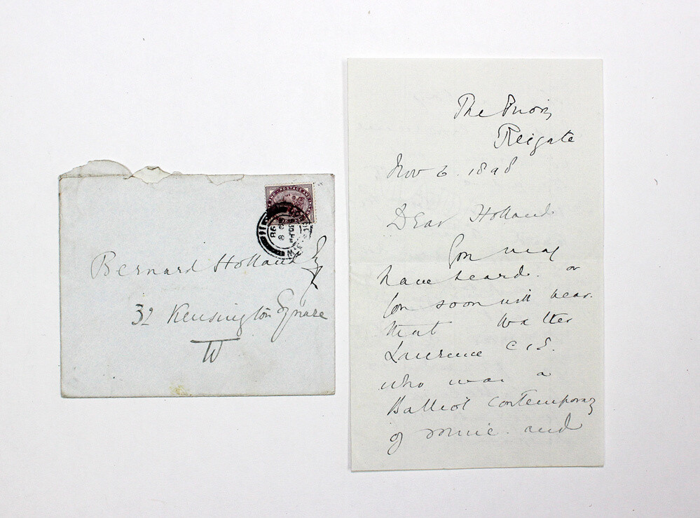 An Original Handwritten Letter and Envelope Signed by George Nathaniel Curzon, 1st Marquess Curzon of Kedleston to Bernard Holland