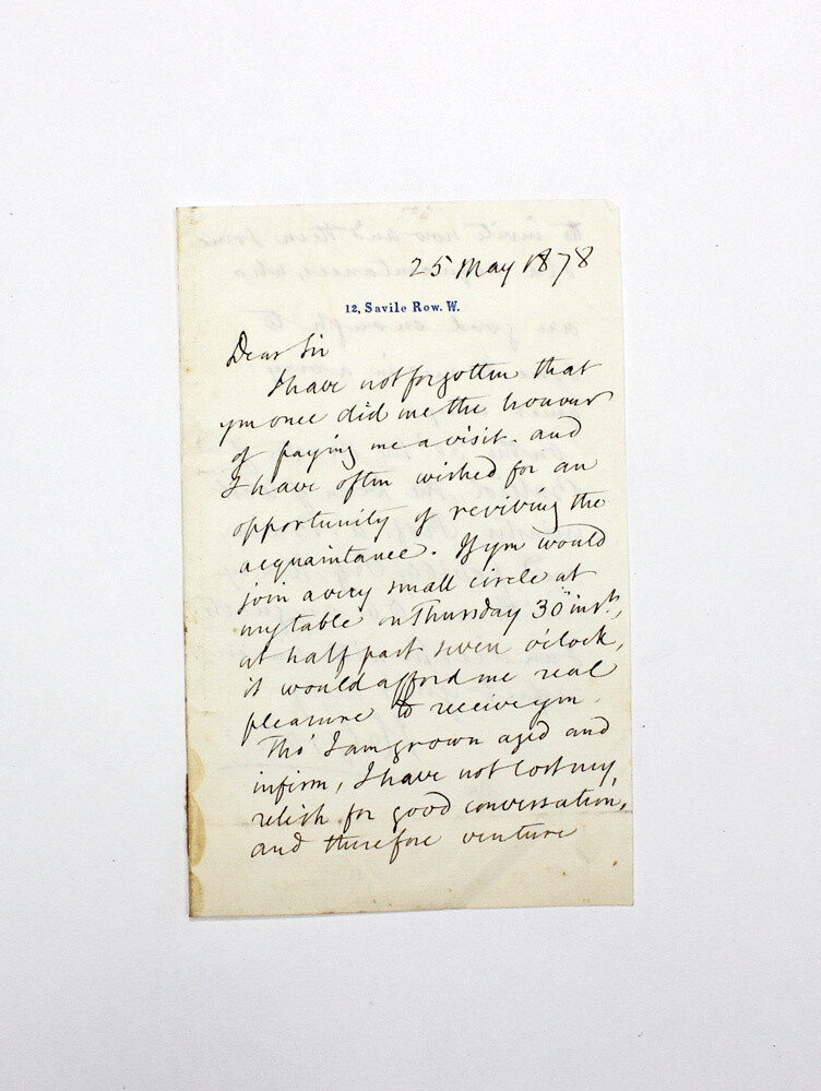 An Original Handwritten Letter Signed by English biographer Harriet Grote