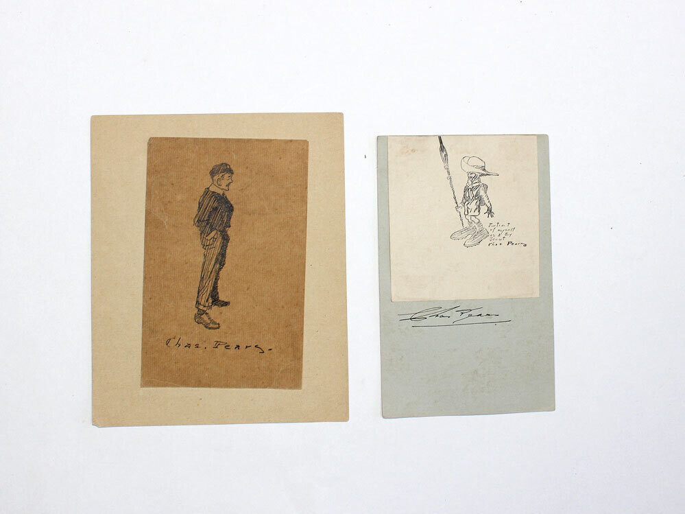 Two Original Hand Drawn Caricatures by Artist Charles Pears