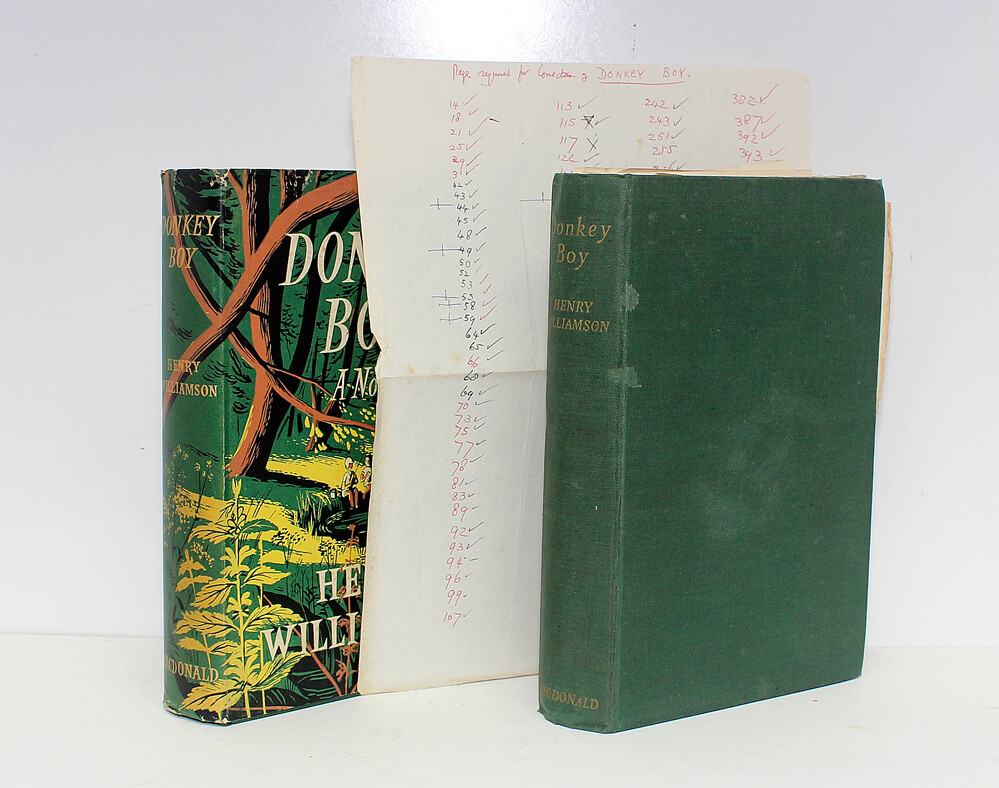 Donkey Boy - The Authors Own Copies containing a page listing with corrections required for the book and a further disbound copy with loose pages including  extensive corrections in the authors hand.