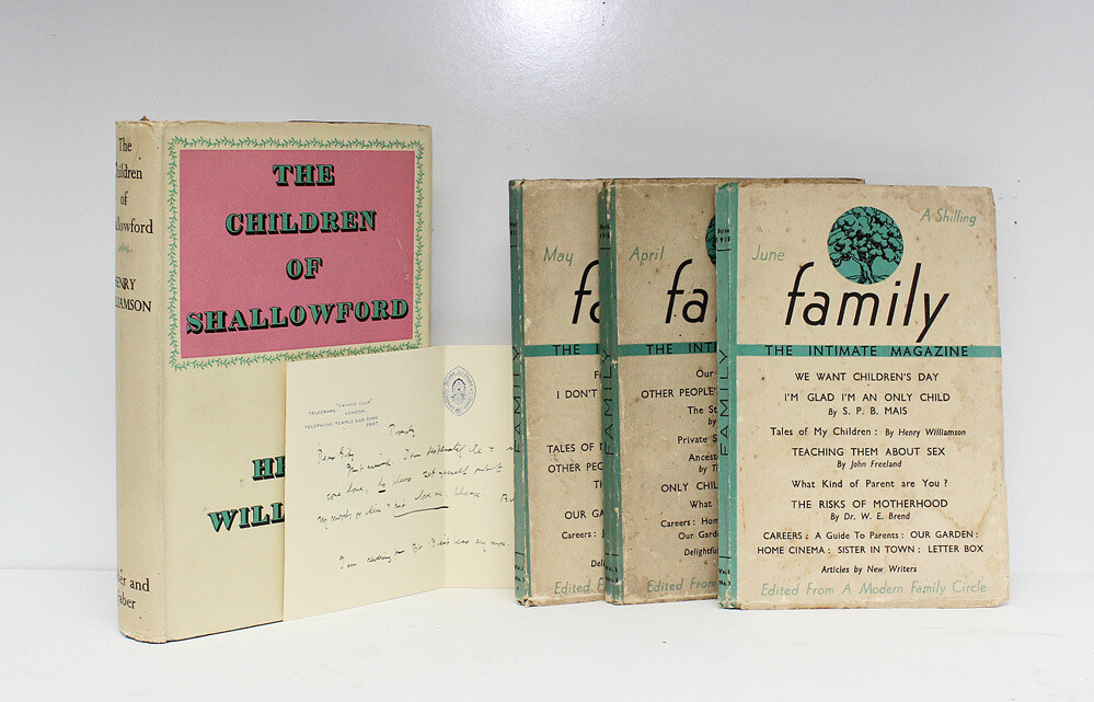 The Children of Shallowford - From the Library of  Henry Williamson. Includes an original letter and envelope addressed to Shallowford from Henry Williamson to his wife dated 1934.