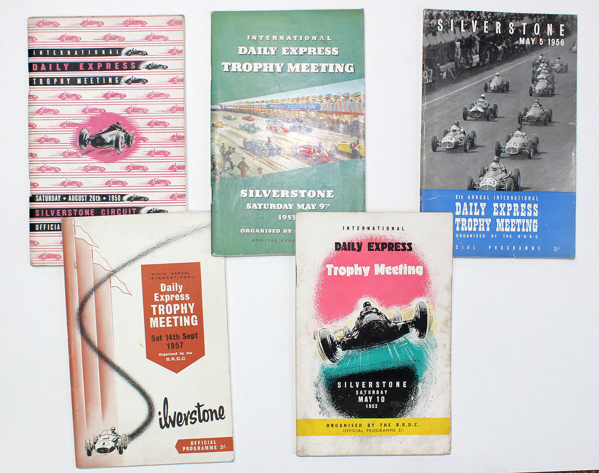 Five Original Motor Racing Programmes for Motor Racing Events at Silverstone from 1950-1957