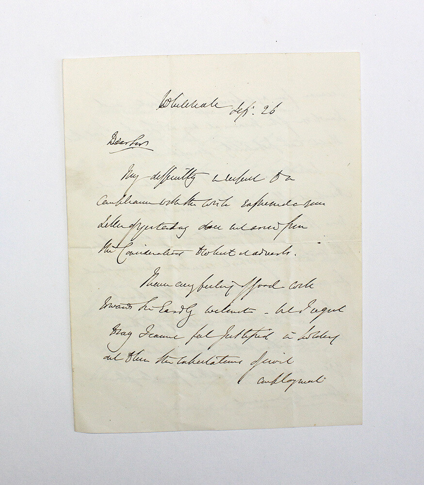 An Original  Letter Hand Written and Signed by Prime Minister Robert Peel.