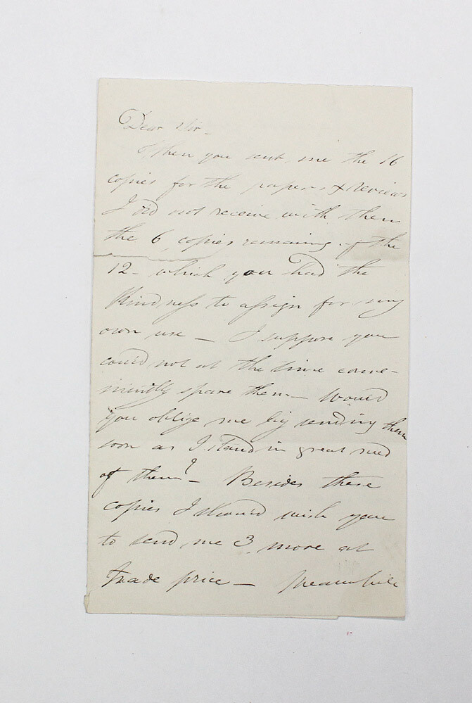 An Original Hand Written Letter and Signed By Spanish Writer and Politician Joaquín Telesforo de Trueba y Cossío To His Publisher Henry Colburn