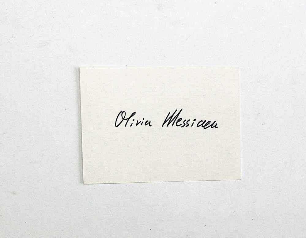 An Original Handwritten Paper Slip Signed by Composer Olivier Messiaen