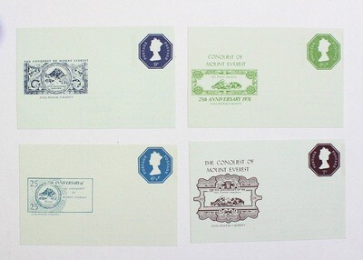An Original Unused Set of Four Souvenir Miniature Prepaid  Postage Sheets on the 25th Anniversary of the First Ascent of Mount Everest in 1978