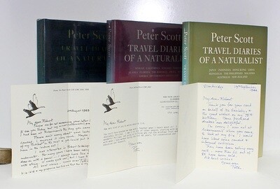 Three Volumes of the Travel Diaries of a Naturalist - From the library of Robert Gillmor. Includes Three Handwritten Letters from Peter Scott to Robert Gillmor.