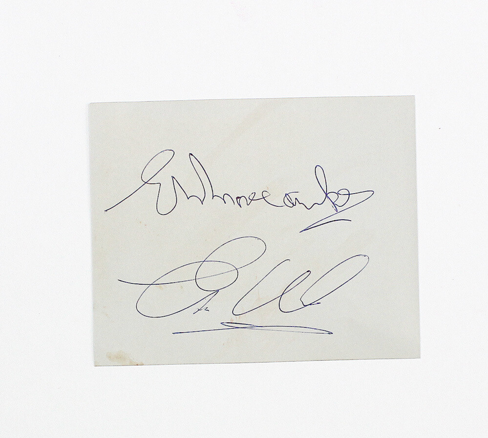 An Original Handwritten and Signed Paper Slip by Comedians Eric Morecambe and Ernie Wise