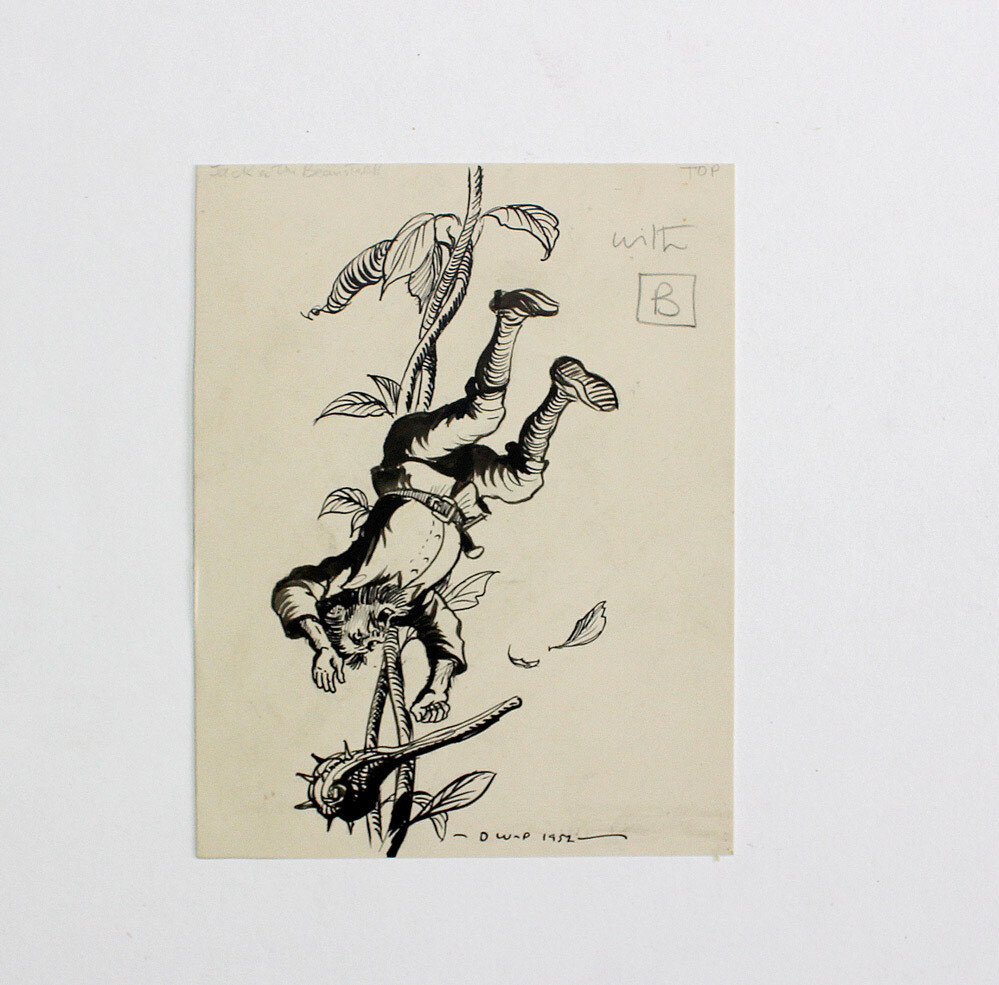 An Original Pen and Ink Illustration for Jack and the Beanstalk From Fairy Tales of Long Ago. - BB Deny Watkins Pitchford SIGNED