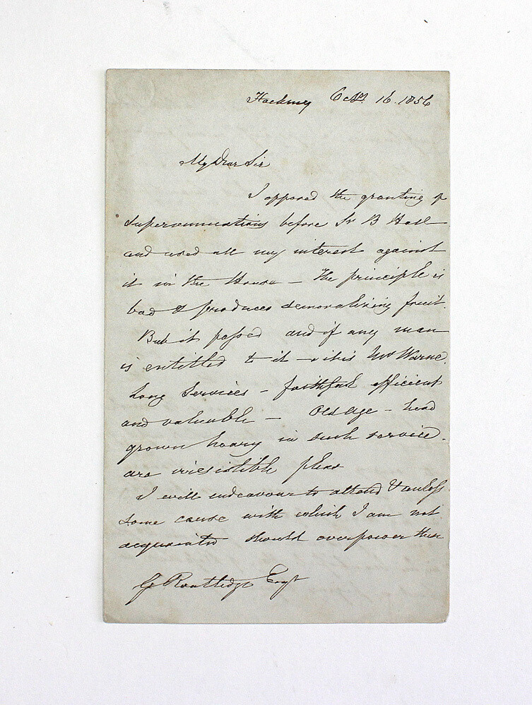 An Original Handwritten and Signed Letter By Book Seller George Offor to Publisher George Routledge Discussing Bunyan
