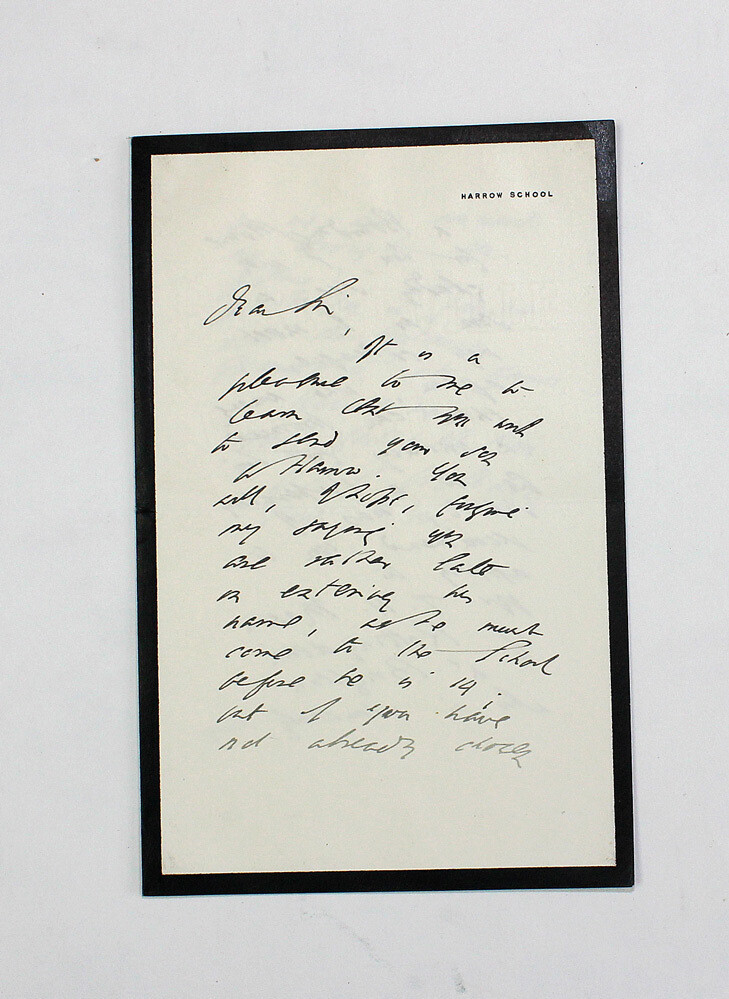 An Original Harrow School Handwritten and Signed Letter by Winston&#39;s Churchill&#39;s Inspirational Teacher James Edward Cowell Welldon