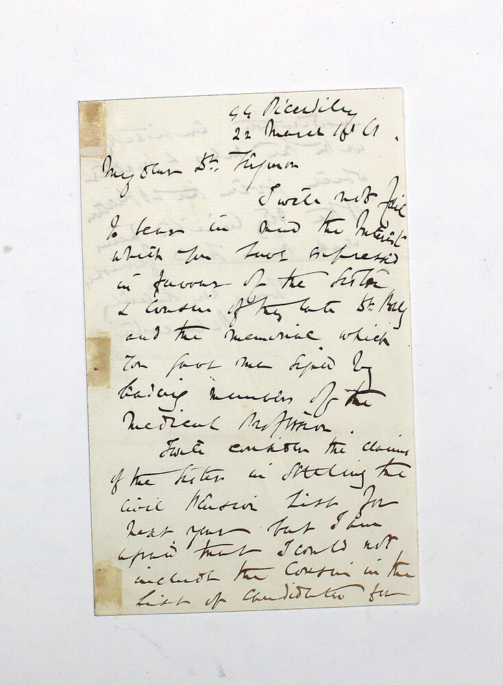 An Original Hand Written and Signed Letter by Prime Minister Henry John Temple, 3rd Viscount Palmerston