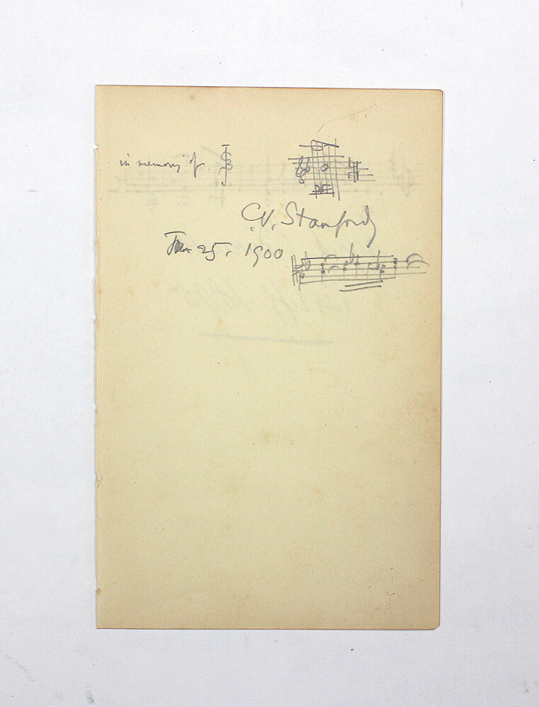 An Original Signed Paper With Two Short Autograph Musical Quotations by the Composer Charles Villiers Stanford