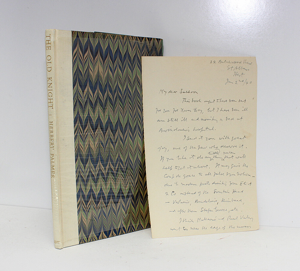The Old Knight -  - A Poem Sequence for the Present Times  - From the Library of Siegfried Sassoon With a Letter from the Author to Him. - Herbert Palmer