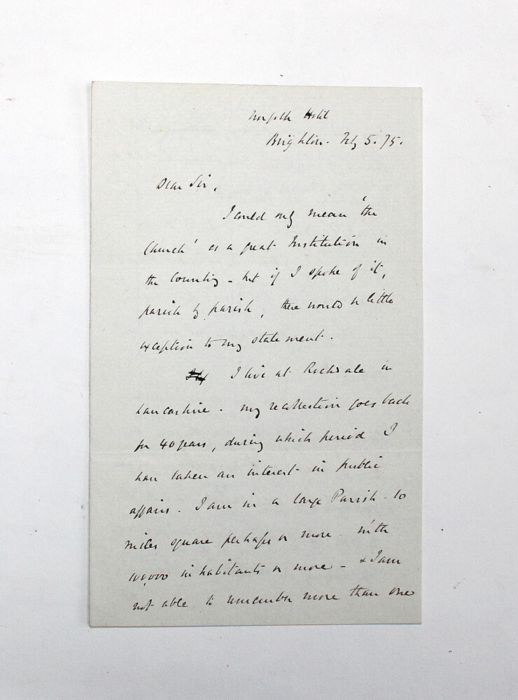 An Original Letter Handwritten and Signed by Radical and Liberal Statesman John Bright