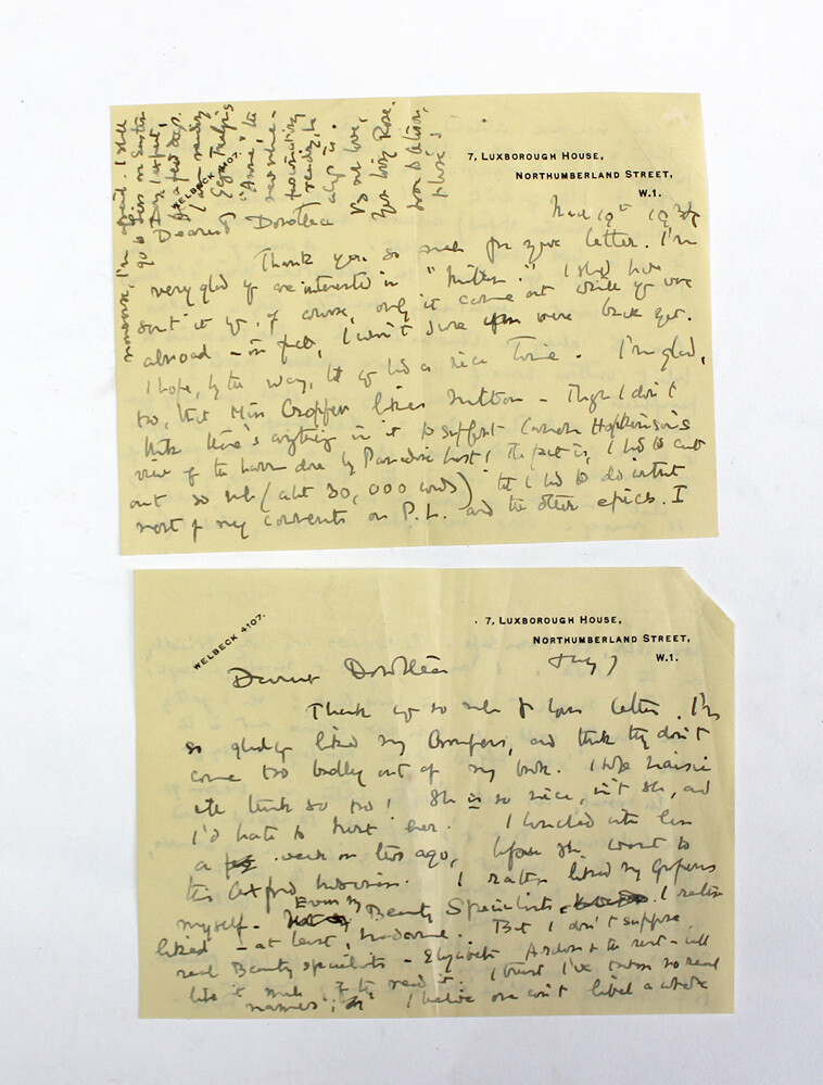 Two Original Hand Written and Signed Letters By Writer Rose Macaulay