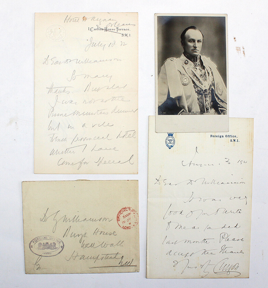 An Original Handwritten Letter and Envelope Signed by George Nathaniel Curzon, 1st Marquess Curzon of Kedleston to Bernard Holland