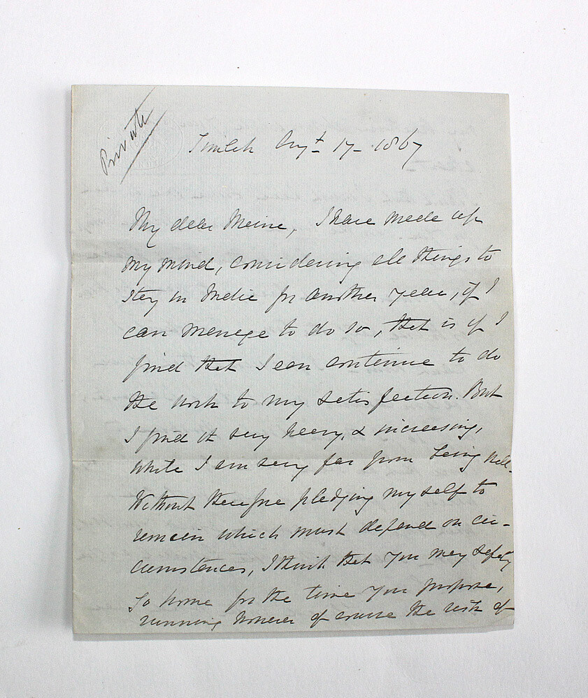 An Original Handwritten and Signed Letter by Viceroy of India Sir John Lawrence to Sir Henry James Sumner Maine