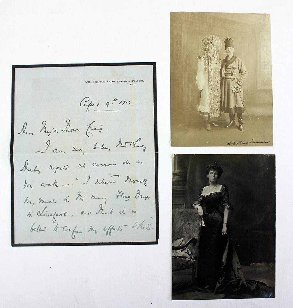 An Original Handwritten Letter and Two Photographs of Lady Maud Warrender the Wife of Vice-Admiral Sir George Warrender.