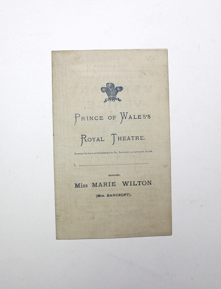 An Original Prince of Wales Royal Theatre Programme  for the  &#39;The Merchant of Venice by William Shakespeare starring Sir Squire Bancroft and and Ellen Terry
