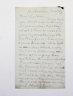 An Original Hand Written and Signed Letter by Admiral Sir Isaac Coffin