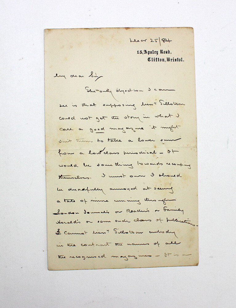 An Original Hand Written and Signed Letter by Writer Hugh Conway.