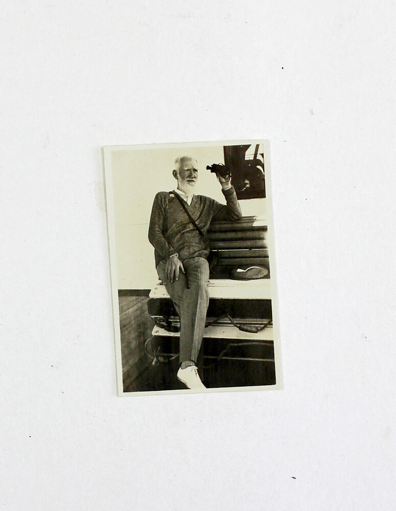 An Original Black and White Photograph of  George Bernard Shaw in his Later Years Aboard a Boat.