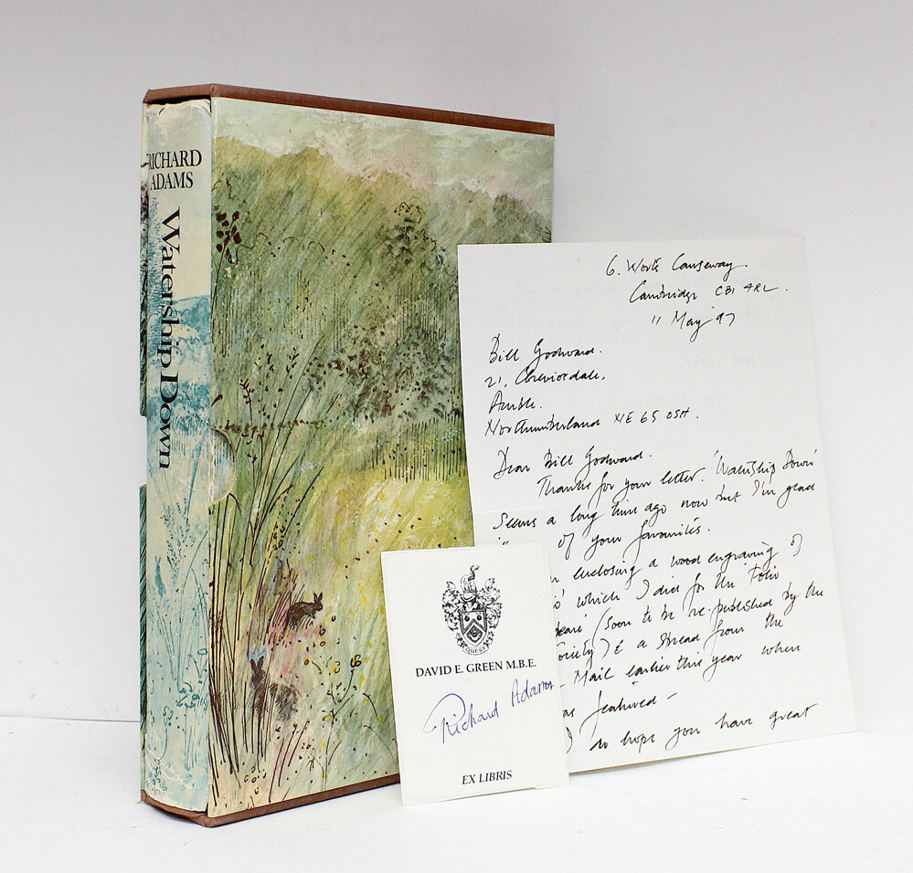 Watership Down - Signed Bookplate by Richard Adams and a Letter from the Artist John Lawrence